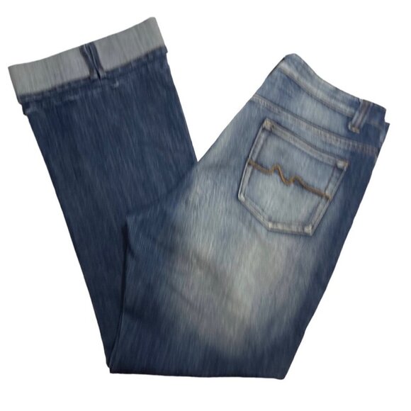 JENNY JO Dark Distressed Jeans Women's 17/18 Hirise Cuffs Whitewash Whiskering - Picture 4 of 16